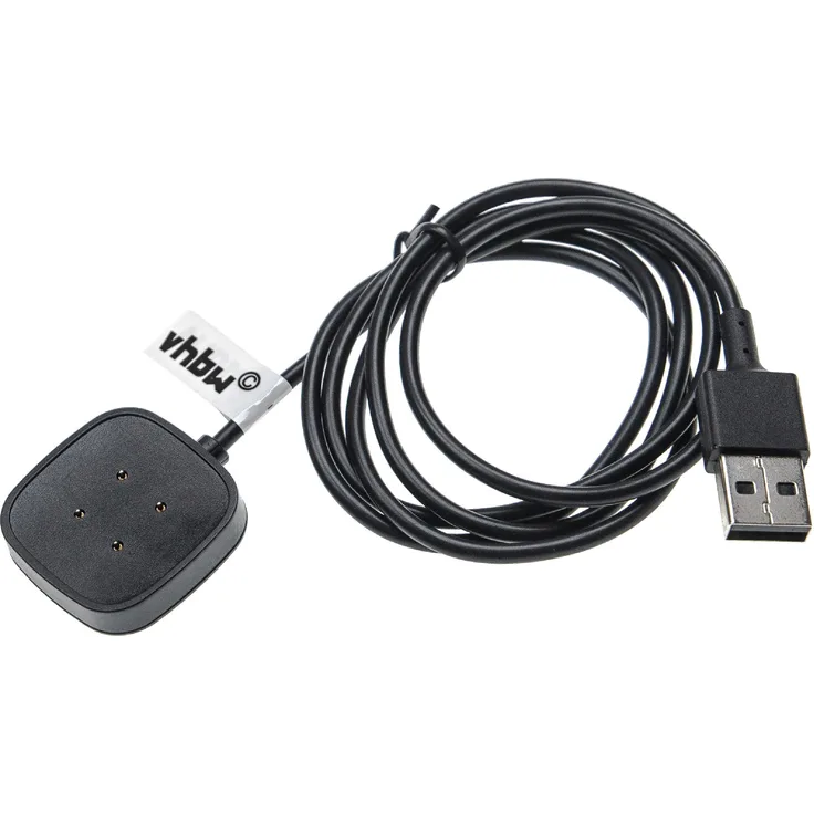 VHBW Ladekabel kompatibel mit Fitbit Sense, Versa 3 Smartwatch, Fitnesstracker Ladestation, Ersatzkabel, Schwarz, magnetisch 1m