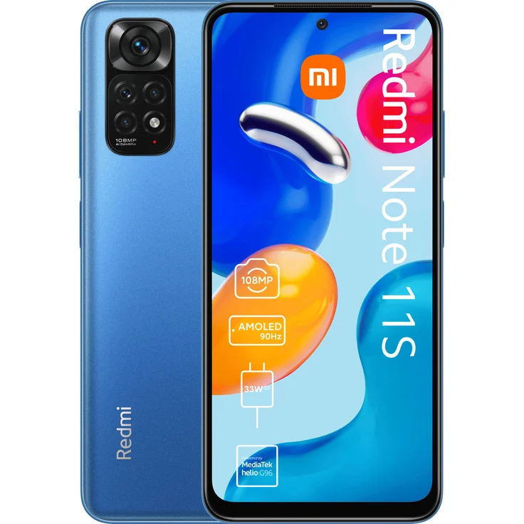 Xiaomi Redmi Note 11S Smartphone 16,33cm (6,43 Zoll) AMOLED-Display, 128GB interner Speicher, 6GB RAM, Dual-SIM, Android 11, Twilight Blue – Bild 1