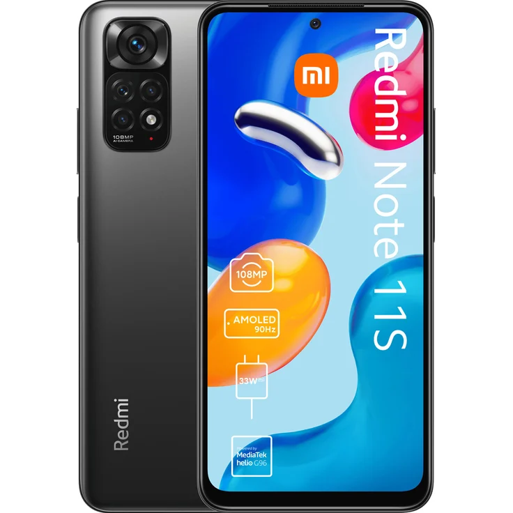 Xiaomi Redmi Note 11S Smartphone 16,33cm (6,43 Zoll) AMOLED-Display, 128GB interner Speicher, 6GB RAM, Dual-SIM, Android 11, Graphite Gray – Bild 1