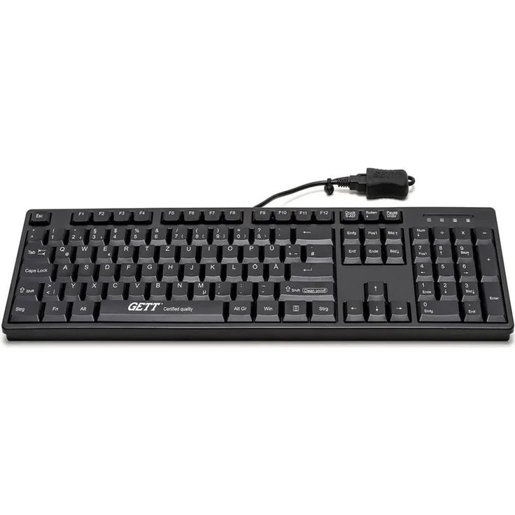 GETT Gerätetechnik CleanType Easy Basic - Tastatur - USB - Deutsch QWERTZ - Schwarz (KL26211)