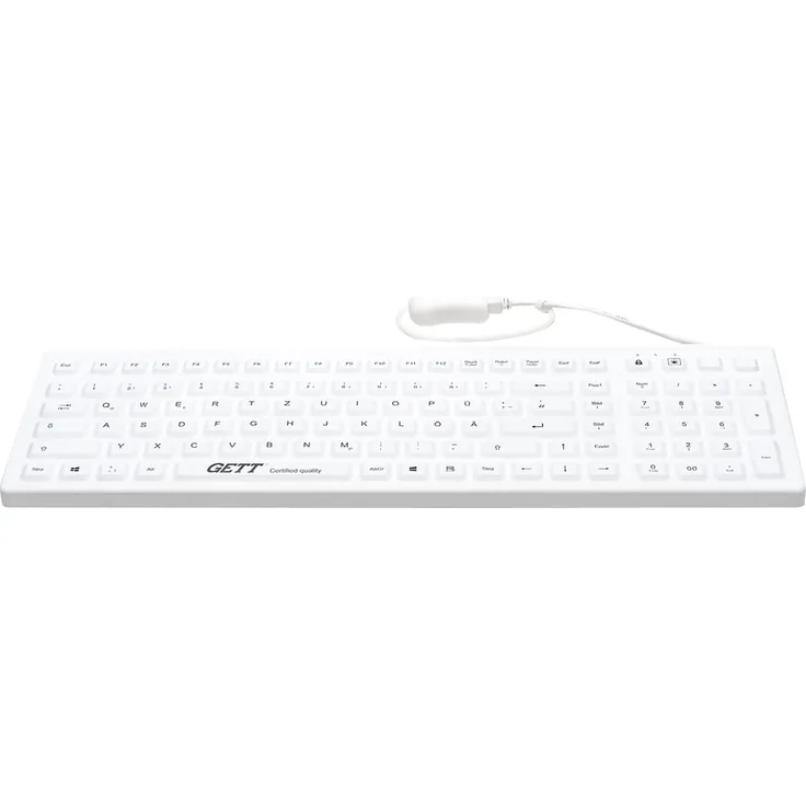 GETT GCQ CleanType Prime Pro+ USB Silikon Tastatur Magnete hinten desinfizierbar wasserdicht IP65 beleuchtet weiss 109 Tasten (DE QWERTZ)