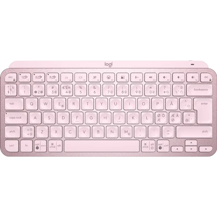 Logitech MX Keys Mini Minimalist Wireless Illuminated Keyboard Tastatur RF Wireless + Bluetooth QWERTY Nordisch Pink (920-010494)