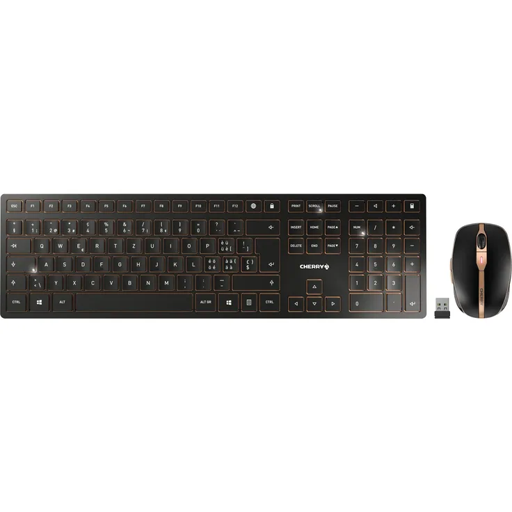 CHERRY DW 9100 SLIM Tastatur RF Wireless + Bluetooth QWERTZ Schweiz Schwarz (JD-9100CH-2)