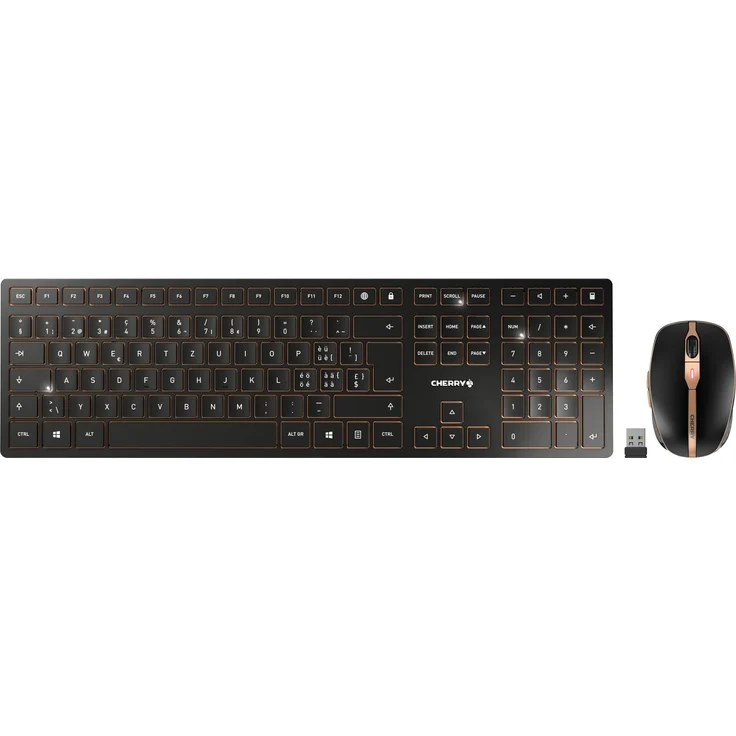 CHERRY DW 9100 SLIM Tastatur RF Wireless + Bluetooth QWERTZ Schweiz Schwarz (JD-9100CH-2) – Bild 1