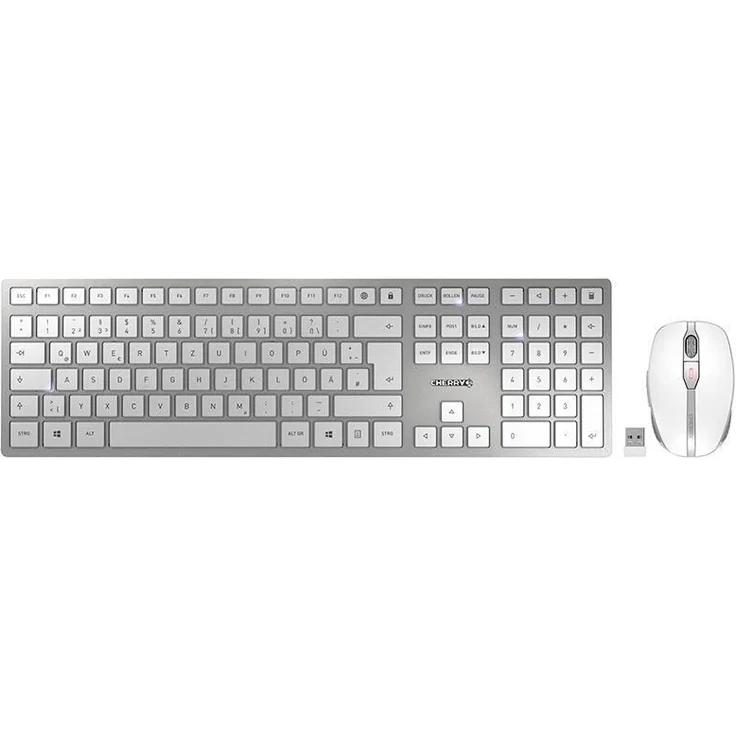 CHERRY DW 9100 SLIM Tastatur RF Wireless + Bluetooth QWERTZ Deutsch Silber (JD-9100DE-1) – Bild 1