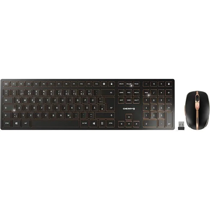 CHERRY DW 9100 SLIM Tastatur RF Wireless + Bluetooth QWERTZ Deutsch Schwarz (JD-9100DE-2)