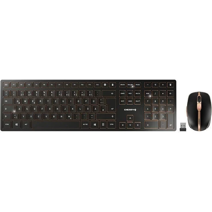 CHERRY DW 9100 SLIM Tastatur RF Wireless + Bluetooth QWERTZ Deutsch Schwarz (JD-9100DE-2) – Bild 1