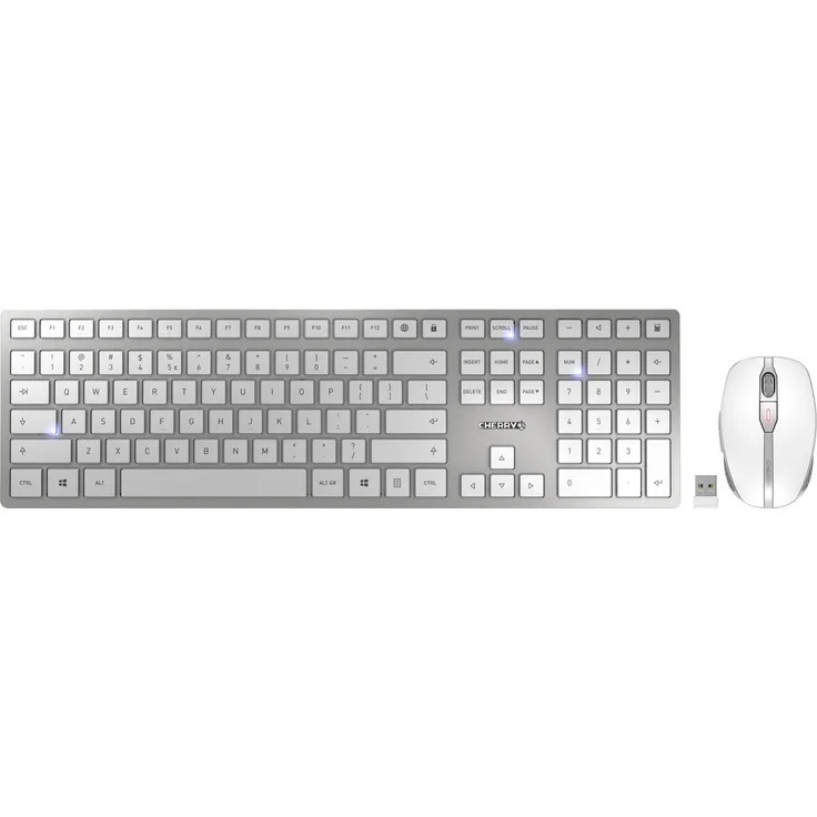 CHERRY DW 9100 SLIM Tastatur RF Wireless + Bluetooth QWERTY US Englisch Silber (JD-9100EU-1)