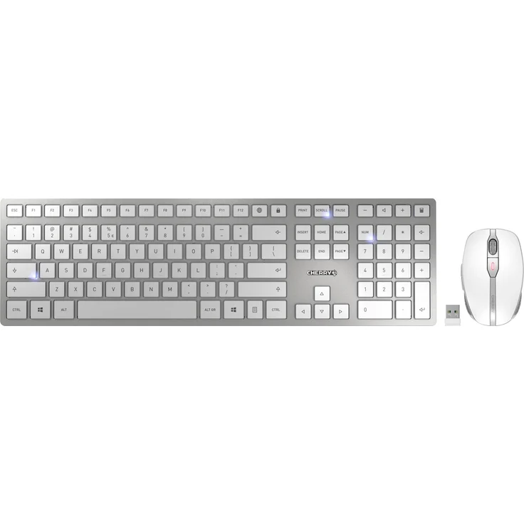 CHERRY DW 9100 SLIM Tastatur RF Wireless + Bluetooth QWERTY US Englisch Silber (JD-9100EU-1) – Bild 1