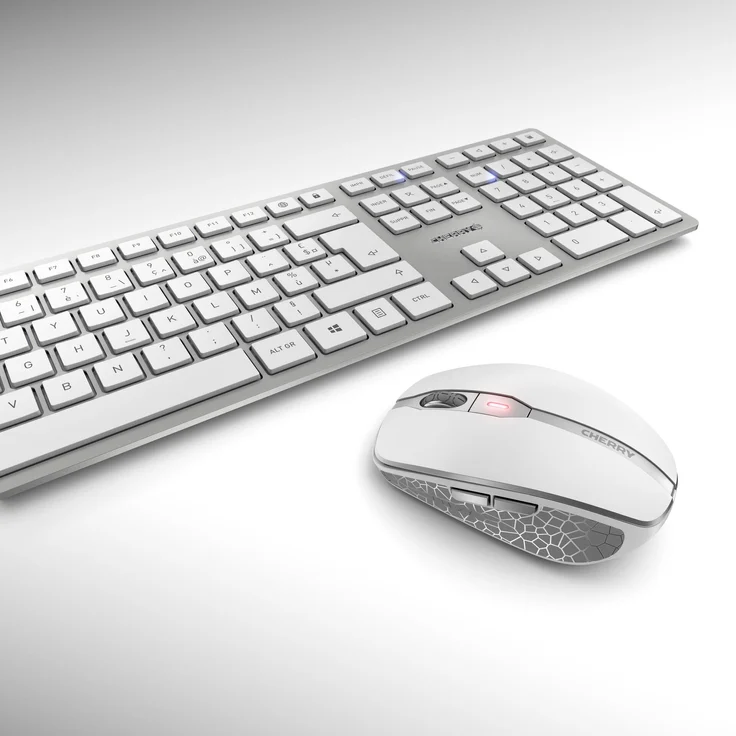 CHERRY DW 9100 SLIM Tastatur RF Wireless + Bluetooth AZERTY Französisch Silber (JD-9100FR-1) – Bild 2
