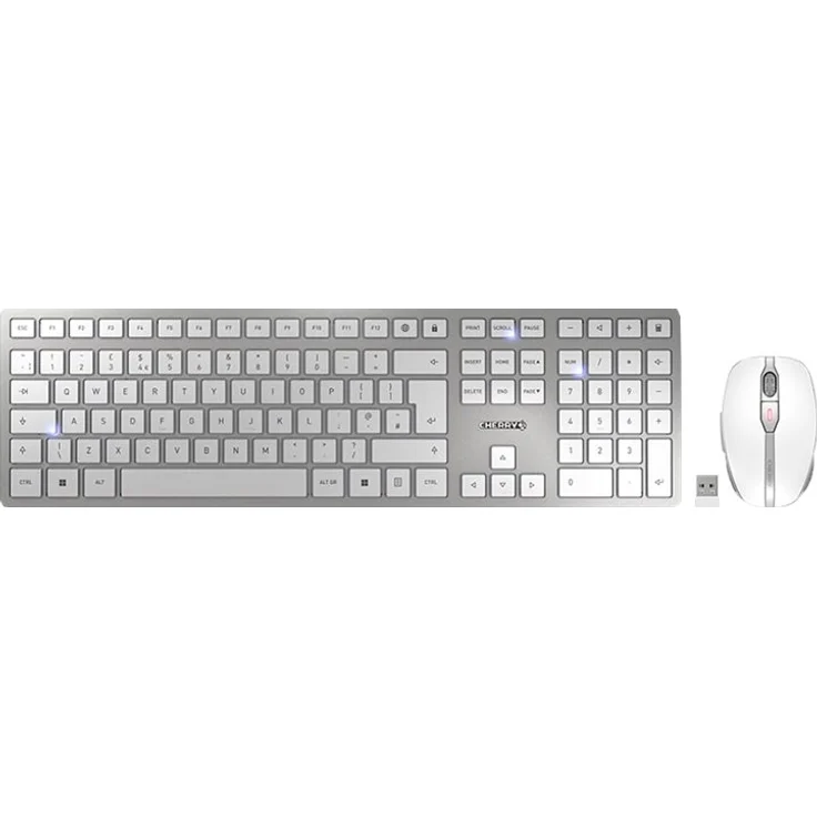 CHERRY DW 9100 SLIM Tastatur RF Wireless + Bluetooth QWERTY UK Englisch Silber (JD-9100GB-1) – Bild 1