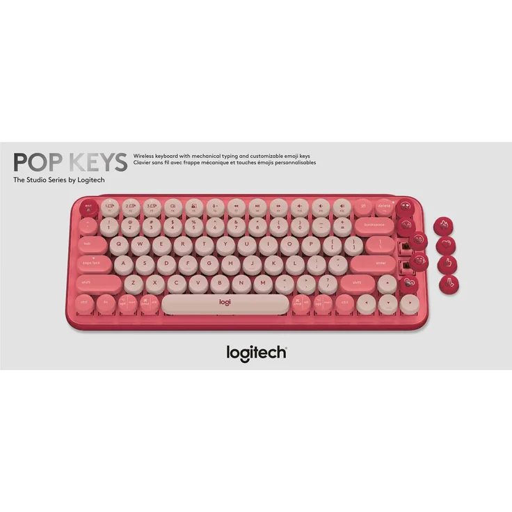 Logitech POP Keys Wireless Mechanical Keyboard With Emoji Keys Tastatur Bluetooth AZERTY Französisch Pink (920-010724) – Bild 9