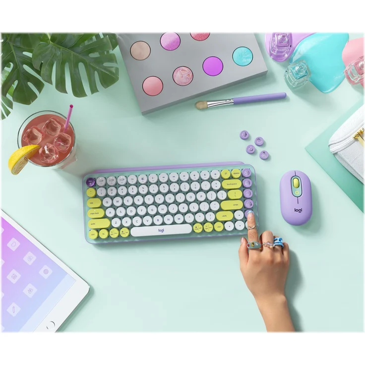 Logitech POP Keys Wireless Mechanical Keyboard With Emoji Keys Tastatur Bluetooth AZERTY Französisch Mintfarbe (920-010723) – Bild 6