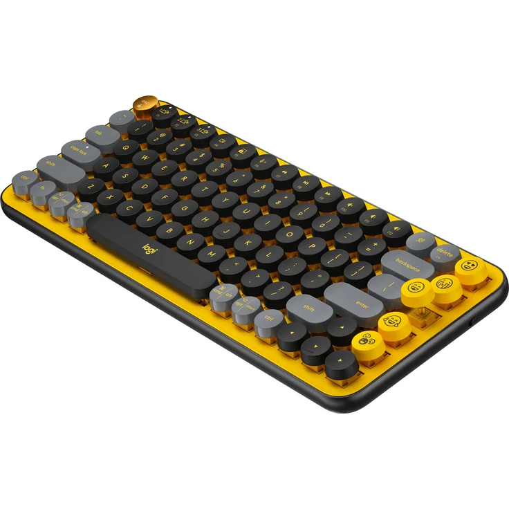 Logitech POP Keys Wireless Mechanical Keyboard With Emoji Keys Tastatur RF Wireless + Bluetooth AZERTY Französisch Schwarz, Grau, Gelb (920-010722) – Bild 2