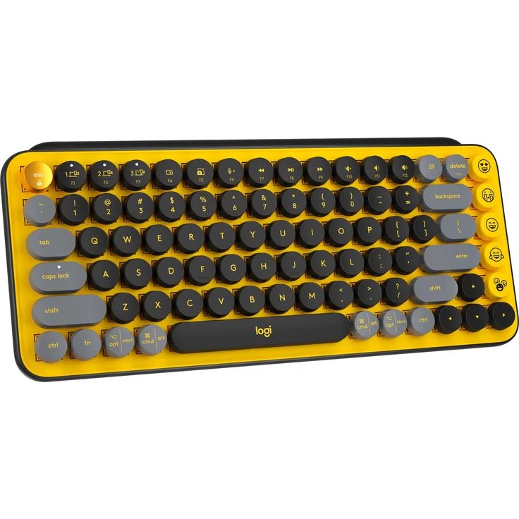 Logitech POP Keys Wireless Mechanical Keyboard With Emoji Keys Tastatur RF Wireless + Bluetooth AZERTY Französisch Schwarz, Grau, Gelb (920-010722) – Bild 3