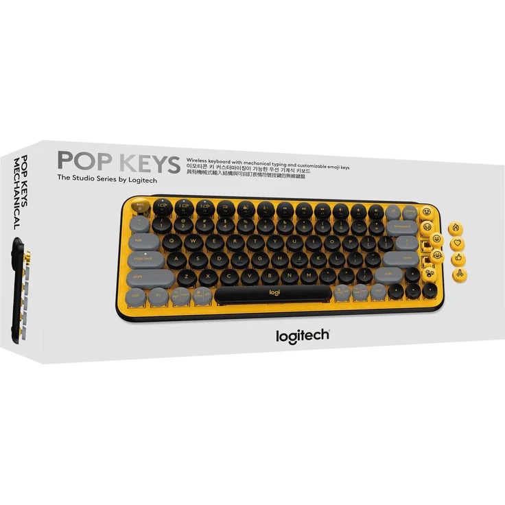Logitech POP Keys Wireless Mechanical Keyboard With Emoji Keys Tastatur Bluetooth QWERTZ Deutsch Schwarz, Grau, Gelb (920-010719) – Bild 8
