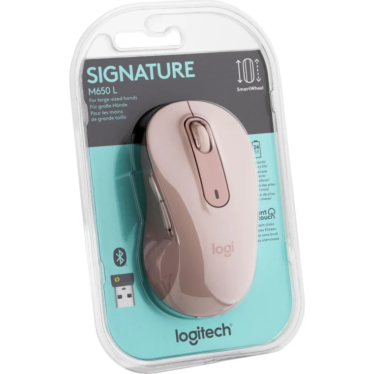 Logitech Signature M650 L - Maus - large size - optisch - 5 Tasten - kabellos - Bluetooth, 2,4 GHz - Logitech Logi Bolt USB-Receiver - rosé (910-006237) – Bild 7