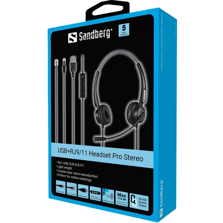 Sandberg USB+RJ9-11 Office Headset Pro Stereo Headset On-Ear, kabelgebunden, USB, RJ-11 – Bild 2