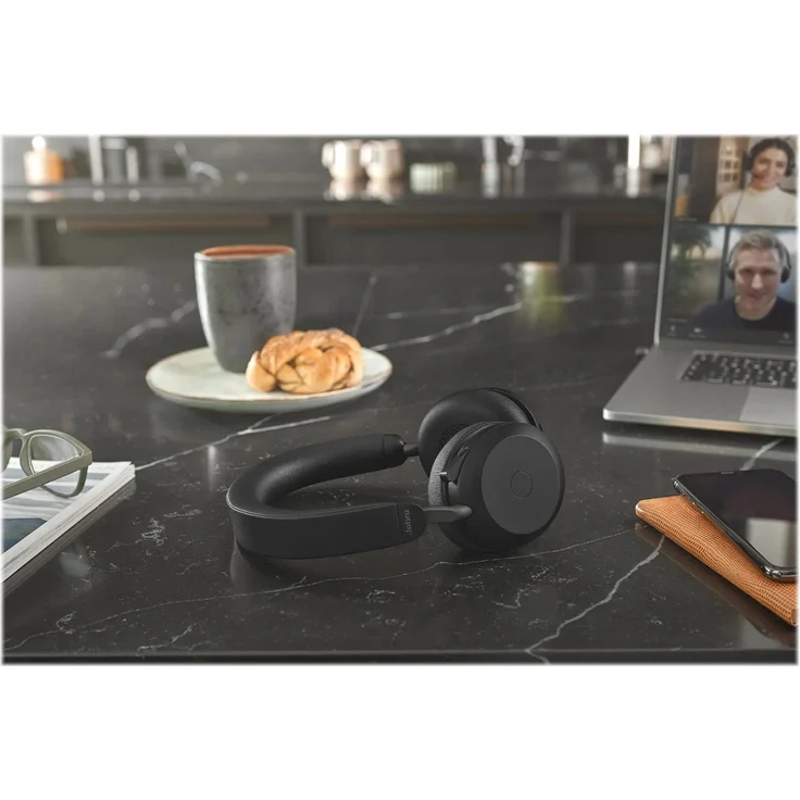 Jabra Evolve2 75 Wireless PC Headset with 8-Microphone Technology - Dual Foam Stereo Headphones with Advanced Active Noise Cancellation, USB-A Bluetooth Adapter and MS Teams-compatibility - Black – Bild 2