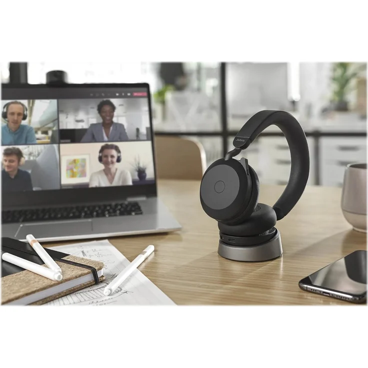 Jabra Evolve2 75 Wireless PC Headset with 8-Microphone Technology - Dual Foam Stereo Headphones with Advanced Active Noise Cancellation, USB-A Bluetooth Adapter and MS Teams-compatibility - Black – Bild 3