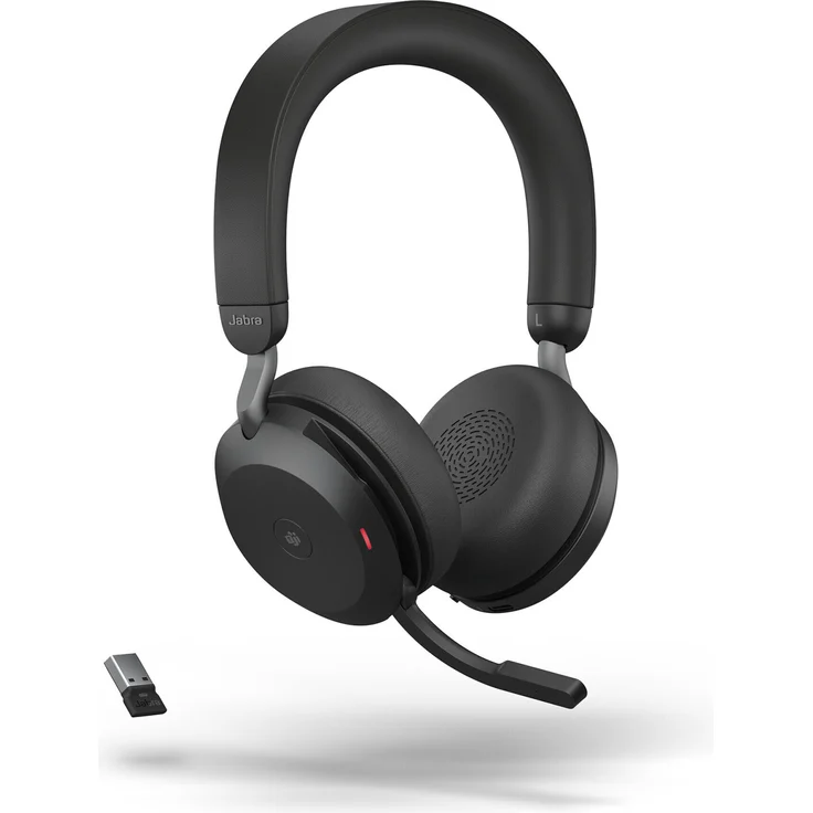 Jabra Evolve2 75 Wireless PC Headset with 8-Microphone Technology - Dual Foam Stereo Headphones with Advanced Active Noise Cancellation, USB-A Bluetooth Adapter and MS Teams-compatibility - Black – Bild 1