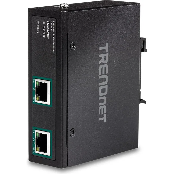 TRENDnet TI-E100 Industrial Gigabit PoE+ Extender bis zu 200 m IP30 Wandmontage