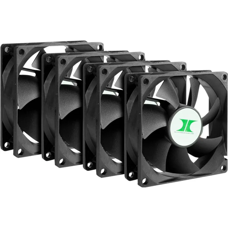 Inter-Tech Lüfter 80 80 25 IPC Fan Set 4xLüfter 80mm, schw.