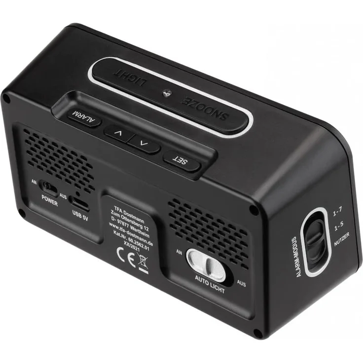 TFA Dostmann 60.2562.01 Funk Wecker Schwarz, Silber Alarmzeiten 2 – Bild 4