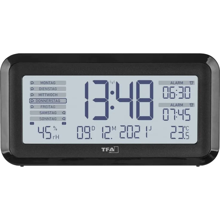 TFA Dostmann 60.2562.01 Funk Wecker Schwarz, Silber Alarmzeiten 2 – Bild 3