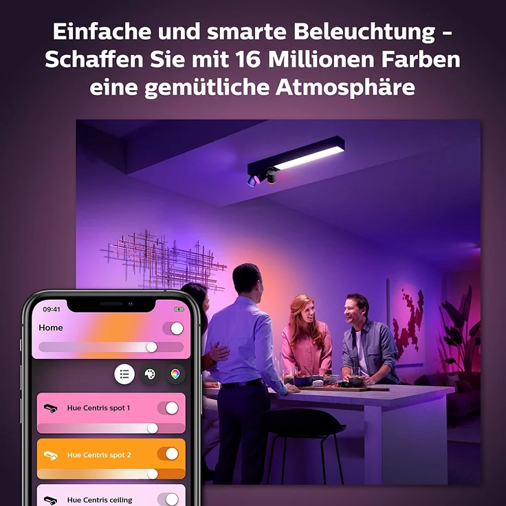 Philips Hue White & Color Ambiance Centris LED 3-er Spotleuchte, dimmbar, 16 Mio. Farben, steuerbar via App / Bluetooth, kompatibel mit Amazon Alexa (Echo, Echo Dot), weiß – Bild 6