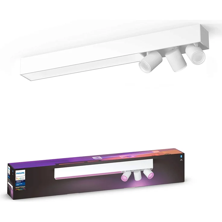 Philips Hue White & Color Ambiance Centris LED 3-er Spotleuchte, dimmbar, 16 Mio. Farben, steuerbar via App / Bluetooth, kompatibel mit Amazon Alexa (Echo, Echo Dot), weiß – Bild 1