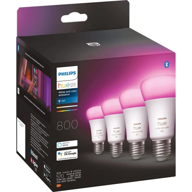 Philips Hue White & Color Ambiance E27 LED Lampen 4-er Pack, dimmbar, 16 Mio. Farben, steuerbar via App, kompatibel mit Amazon Alexa (Echo, Echo Dot), Apple HomeKit, Google Assistant – Bild 8