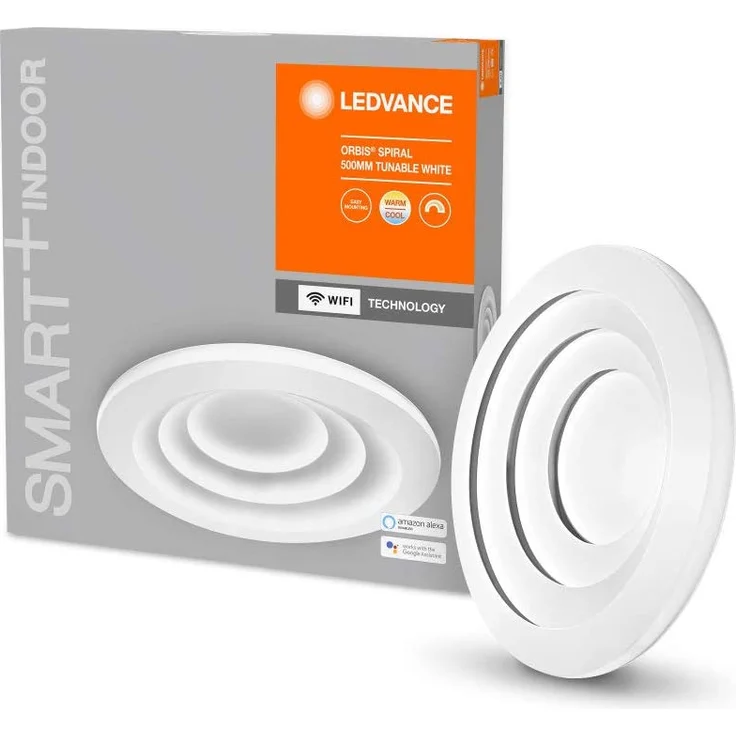 LEDVANCE SMART+ WIFI ORBIS CYLINDER Smarte LED Wand-und Deckenleuchte für Innen mit WiFi Technologie, Lichtfarbe änderbar (3000K-6500K), Weiss, 500mm, Kompatibel mit Google und Alexa Voice Control – Bild 1