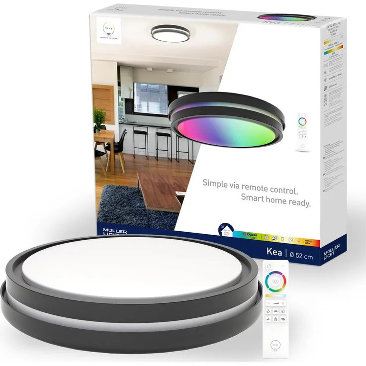 Müller-Licht tint LED-Deckenleuchte Kea White and Color 52cm Durchmesser inkl. Fernbedienung, ZigBee RGBW 2400 lm