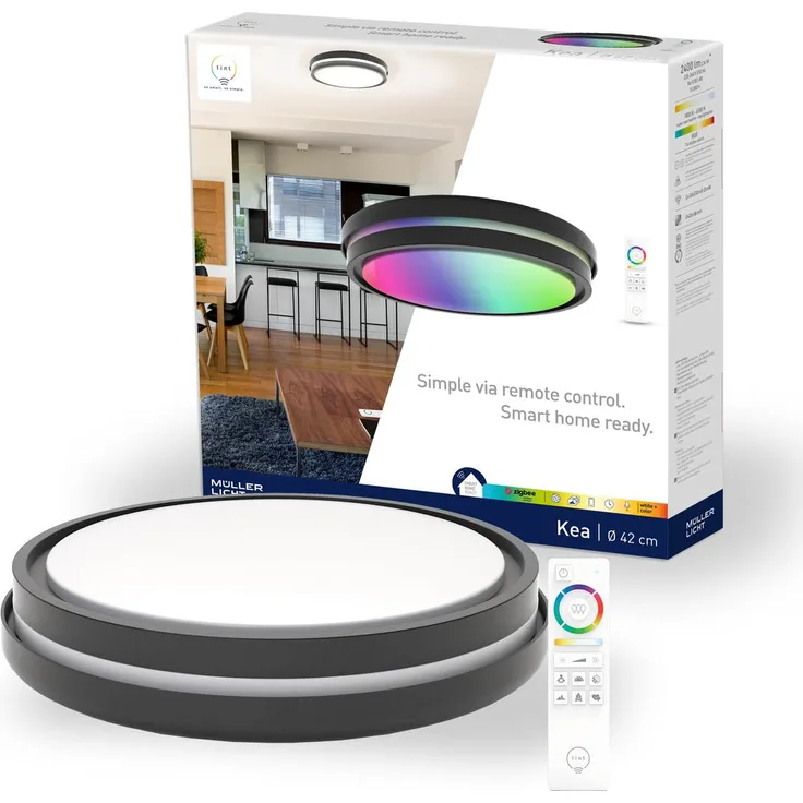 Müller-Licht tint LED-Deckenleuchte Kea White and Color 42cm Durchmesser inkl. Fernbedienung, ZigBee RGBW 2400 lm