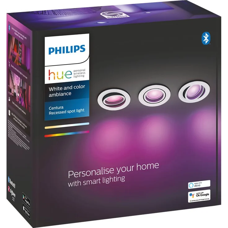 Philips Lighting Hue LED-Deckenstrahler Hue White & Color Ambiance Centura Einbauspot 3 flg. weiß 3x350lm GU10 17.1W – Bild 8