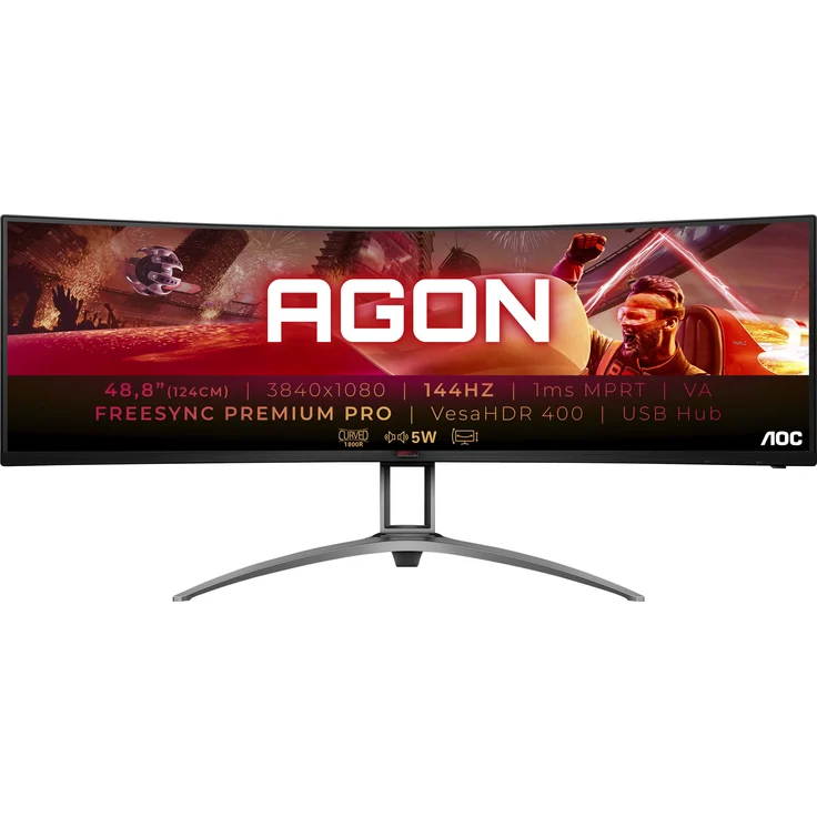 AOC Agon AG493QCX - 48,8 Zoll, Full HD (3840 x 1080 Pixel), VA-Panel, 144 Hz, 4 ms, 400 cd/m² (AG493QCX) – Bild 4