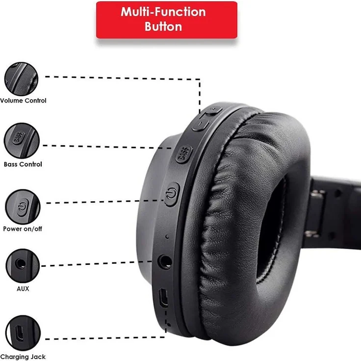 Lenovo Wireless Headphones HD116, Extra Bass 300H Schwarz (HD116) – Bild 3