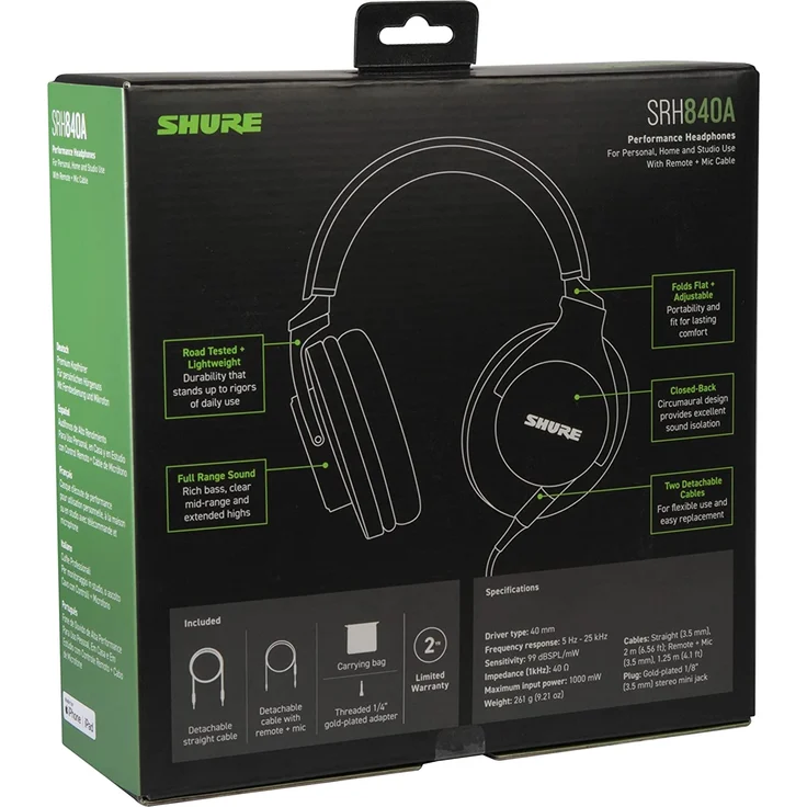 Shure SRH840A Monitoring Kopfhörer, Over-Ear-Kopfhörer, schwarz – Bild 7