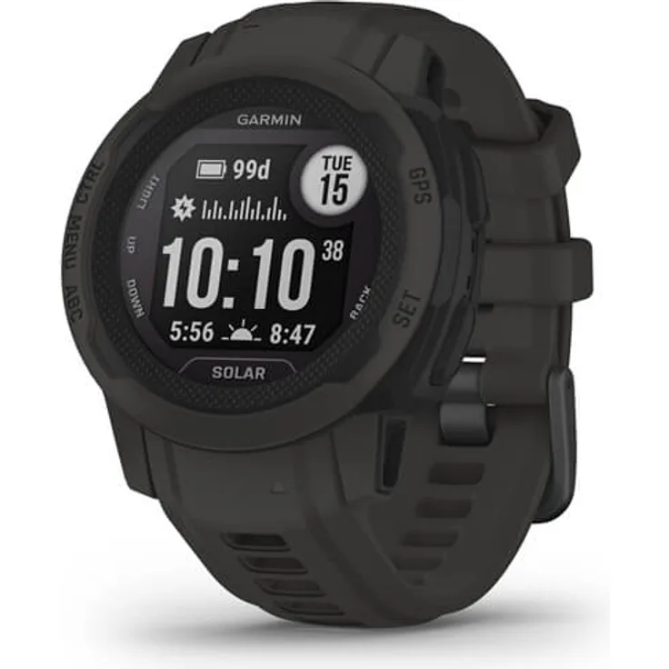 Garmin Instinct 2S Solar Smartwatch GPS, Unisex, Polymergehäuse, Silikonarmband, Schiefergrau (010-02564-00)