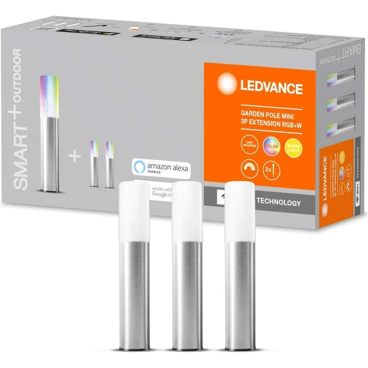 LEDVANCE SMART+ Gardenpole Mini Sockelleuchte RGBW WiFi Erweiterung 3er-Set - silber – Bild 1