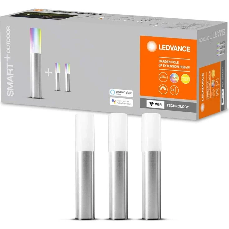 LEDVANCE SMART+ Gardenpole Sockelleuchte RGBW WiFi Erweiterung 3er-Set - silber – Bild 1