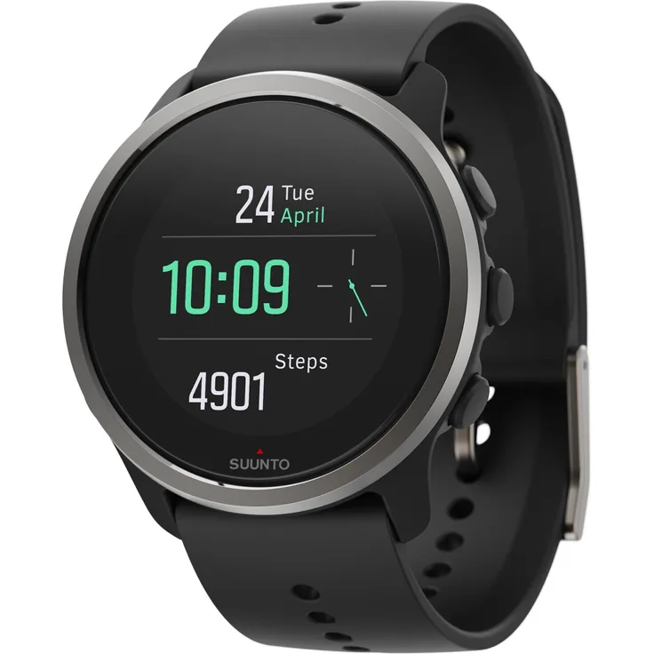 Suunto 5 Peak Smartwatch GPS, Unisex, 43 mm, Edelstahl, Kunststoffgehäuse, Silikonarmband, Black