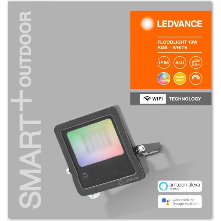 LEDVANCE SMART+ WIFI FLOOD Smarte LED Außenleuchte mit WiFi Technologie, Flutstrahler für Außen, RGB-Farben änderbar, 10W, aus dunkelgrauem Aluminium, Kompatibel mit Google und Alexa Voice Control – Bild 4