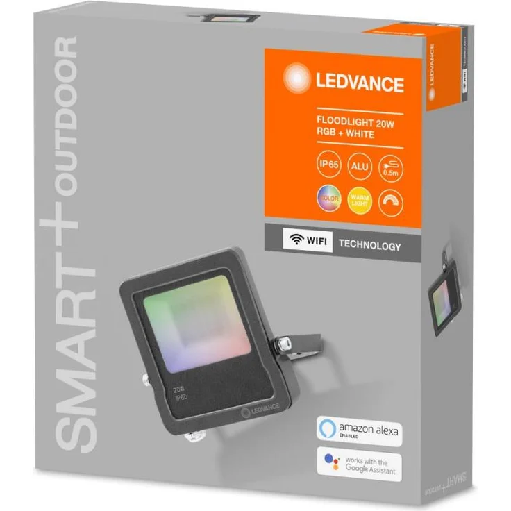 LEDVANCE SMART+ WIFI FLOOD Smarte LED Außenleuchte mit WiFi Technologie, Flutstrahler für Außen, RGB-Farben änderbar, 20W, aus dunkelgrauem Aluminium, Kompatibel mit Google und Alexa Voice Control – Bild 4