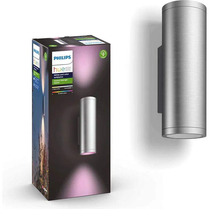 Philips Hue White & Color Ambiance Appear Wandleuchte rund Edelstahl 1200lm