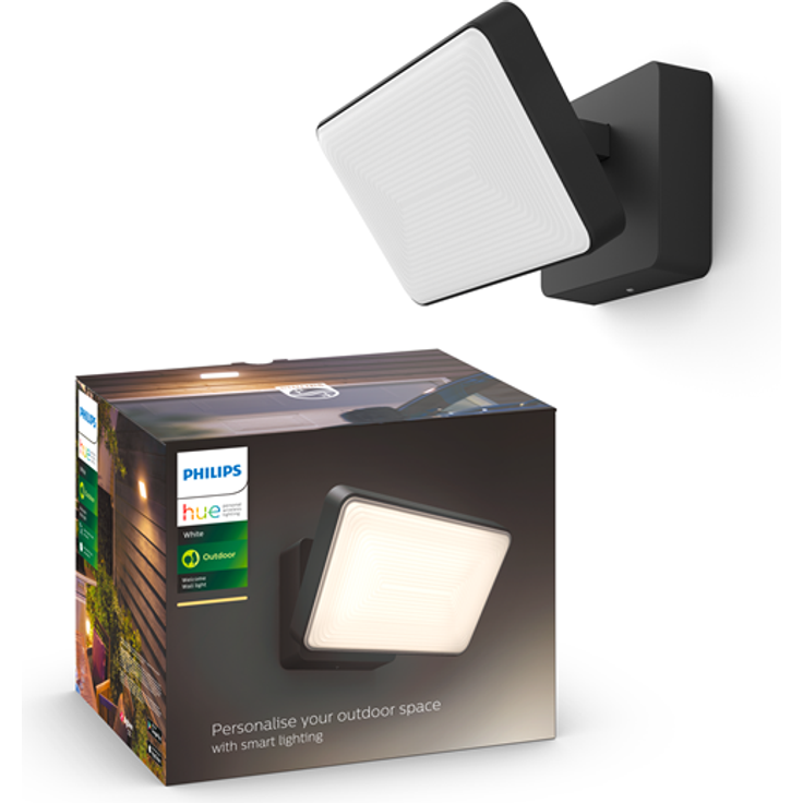 Philips Hue White LED Welcome Flutlicht für den Außenbereich, dimmbar, warmweißes Licht, steuerbar via App, kompatibel mit Amazon Alexa (Echo, Echo Dot), schwarz 2300lm – Bild 4