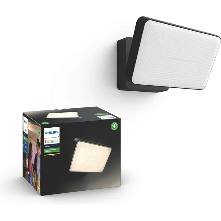 Philips Hue White LED Welcome Flutlicht für den Außenbereich, dimmbar, warmweißes Licht, steuerbar via App, kompatibel mit Amazon Alexa (Echo, Echo Dot), schwarz 2300lm – Bild 1