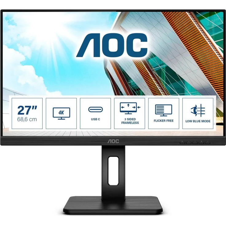 AOC U27P2CA - 27 Zoll, 4K Ultra HD (3840 x 2160 Pixel), IPS-Panel, 60 Hz, 4 ms, 350 cd/m² (U27P2CA) – Bild 2
