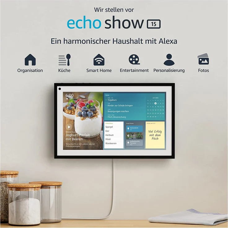 Amazon Echo Show 15, 15,6-Zoll-Smart Display in Full HD, für ein organisiertes Familienleben mit Alexa, Smart Speaker, Smart Display, weiß – Bild 2